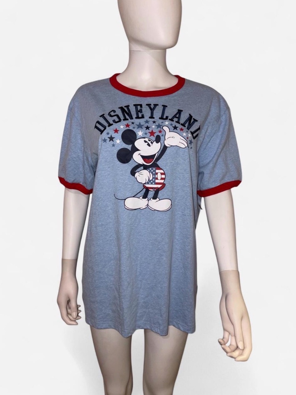 Disney Light Blue Mickey Mouse Disneyland Tee with Red Trim